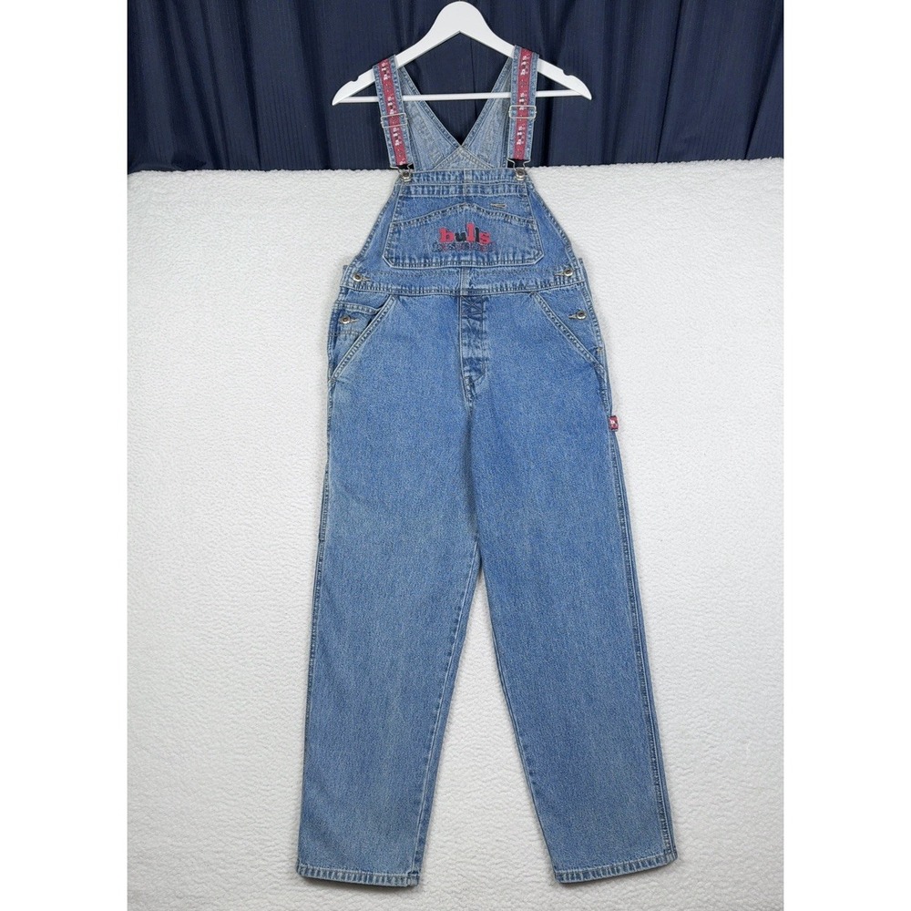 Vintage 90s GAP Denim Overalls Chicago Bulls Custom? - Youth XL